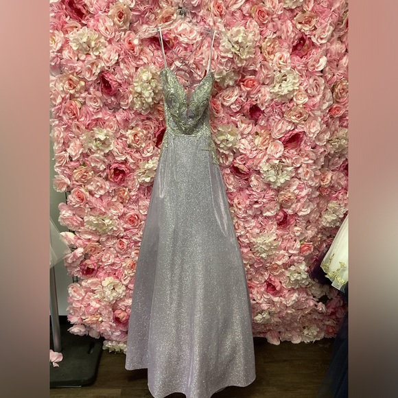 Cecilia Couture 2521 Size 4 Lavender Beaded Ball gown Tie Up Back NWT - Picture 4 of 11